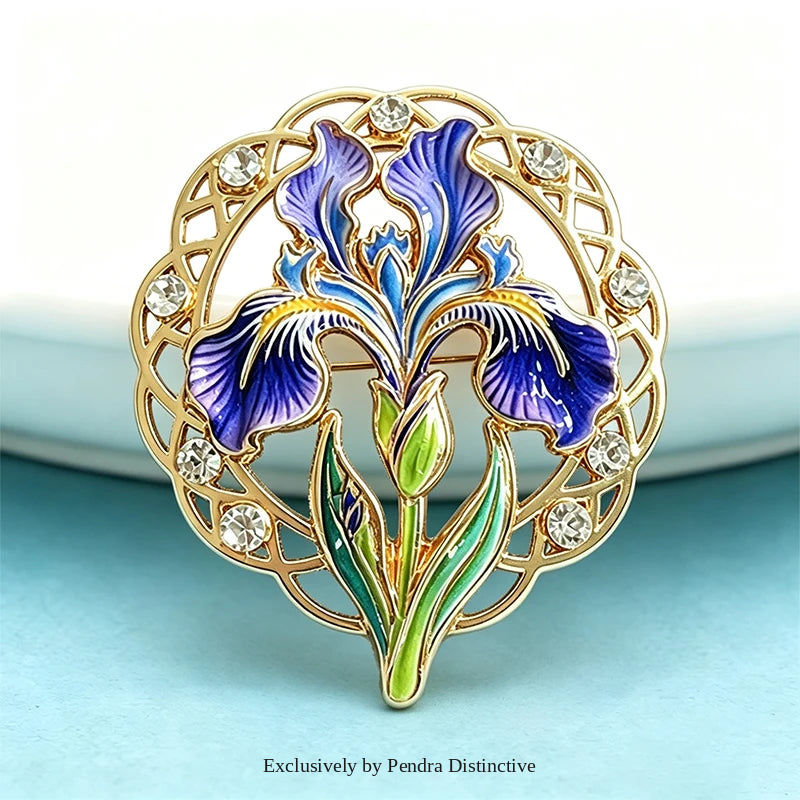 PENDRA Iriselle Famous Painting Iris Flower Brooch