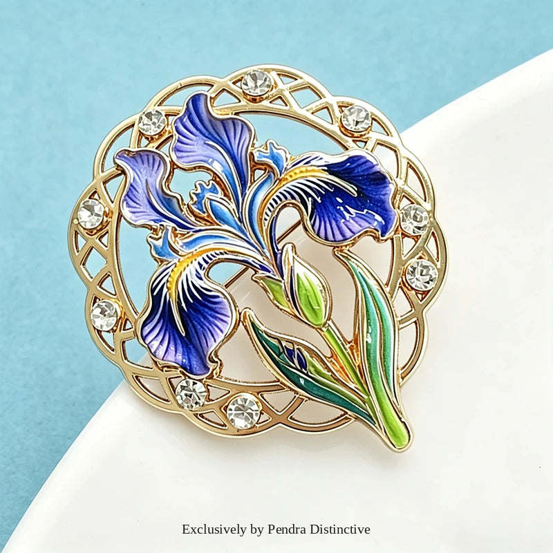 PENDRA Iriselle Famous Painting Iris Flower Brooch
