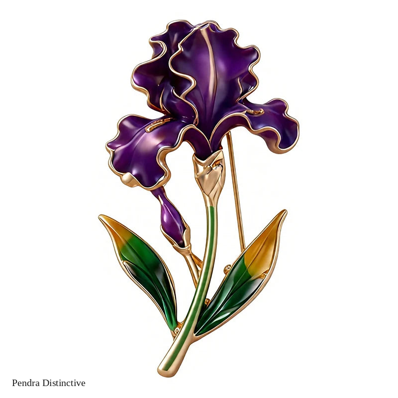 PENDRA Iriselle November Birthday Enamel Iris Brooch