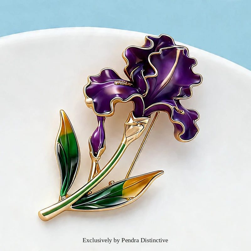 PENDRA Iriselle November Birthday Enamel Iris Brooch