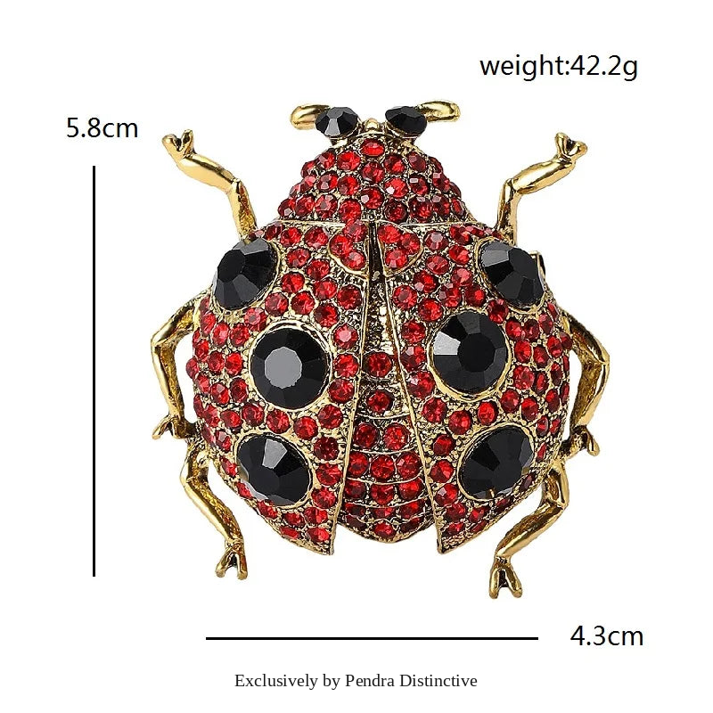PENDRA Jewel Beetle Rhinestone Insect Brooch