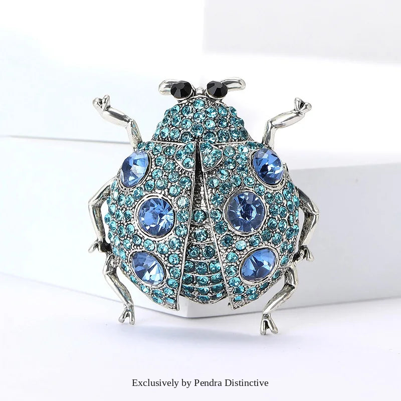 PENDRA Jewel Beetle Rhinestone Insect Brooch