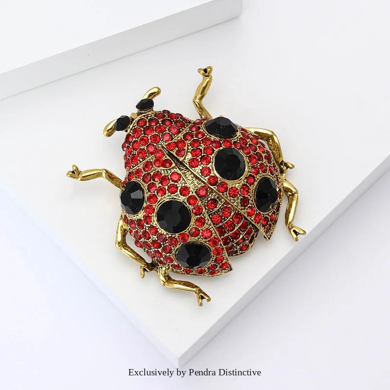 PENDRA Jewel Beetle Rhinestone Insect Brooch