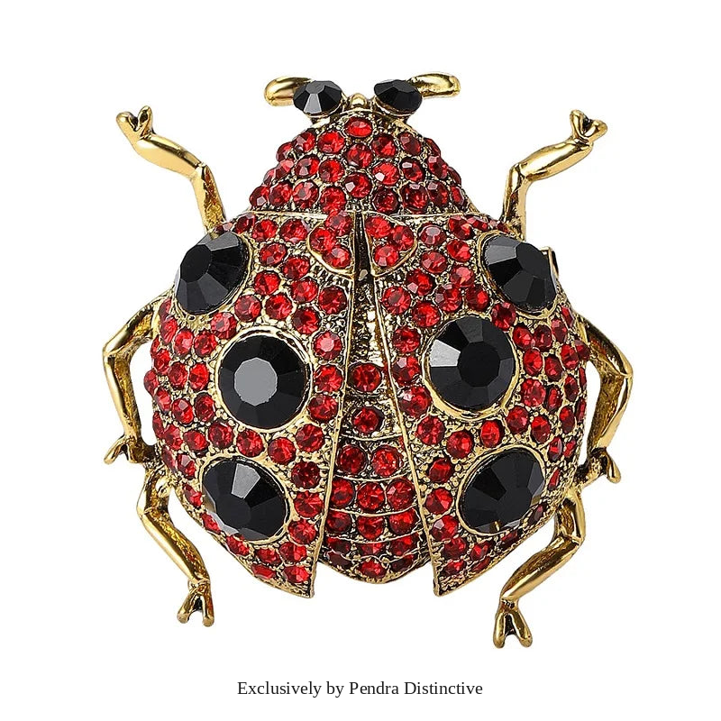 PENDRA Jewel Beetle Rhinestone Insect Brooch