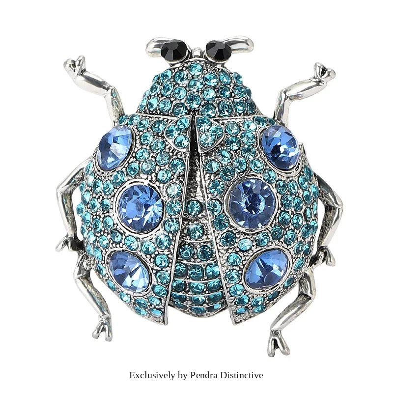 PENDRA Jewel Beetle Rhinestone Insect Brooch