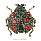 PENDRA Jewel Beetle Rhinestone Insect Brooch