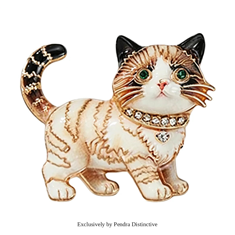 PENDRA Kitty Rhinestone Cat Brooch