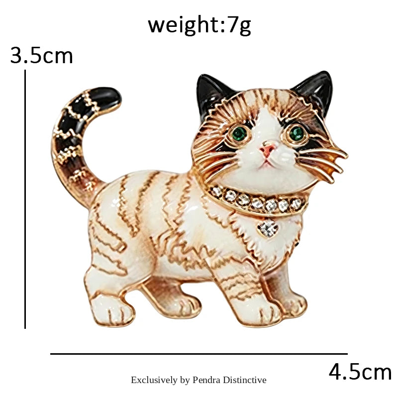 PENDRA Kitty Rhinestone Cat Brooch