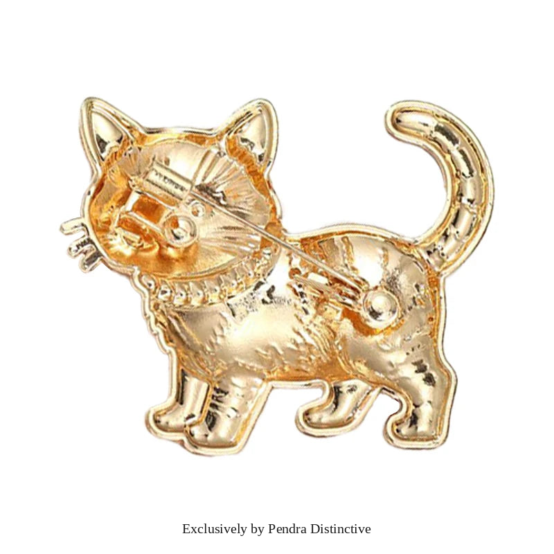 PENDRA Kitty Rhinestone Cat Brooch