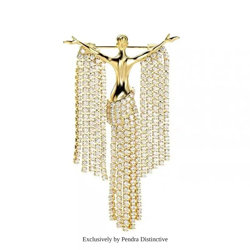 PENDRA Rhinstone Lady Figure Brooch