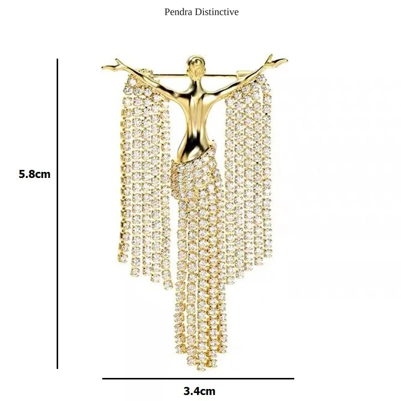 PENDRA Rhinstone Lady Figure Brooch