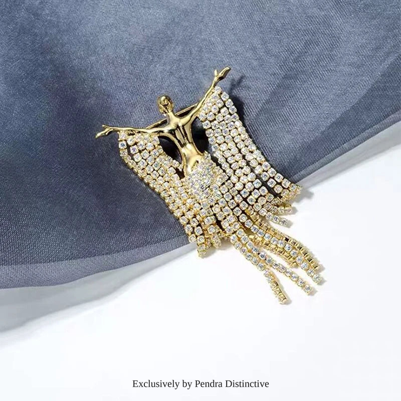 PENDRA Rhinstone Lady Figure Brooch