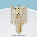 PENDRA Rhinstone Lady Figure Brooch