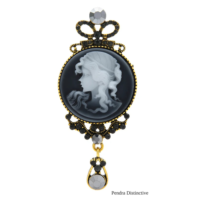 PENDRA Vintage Lady Head Badge Brooch