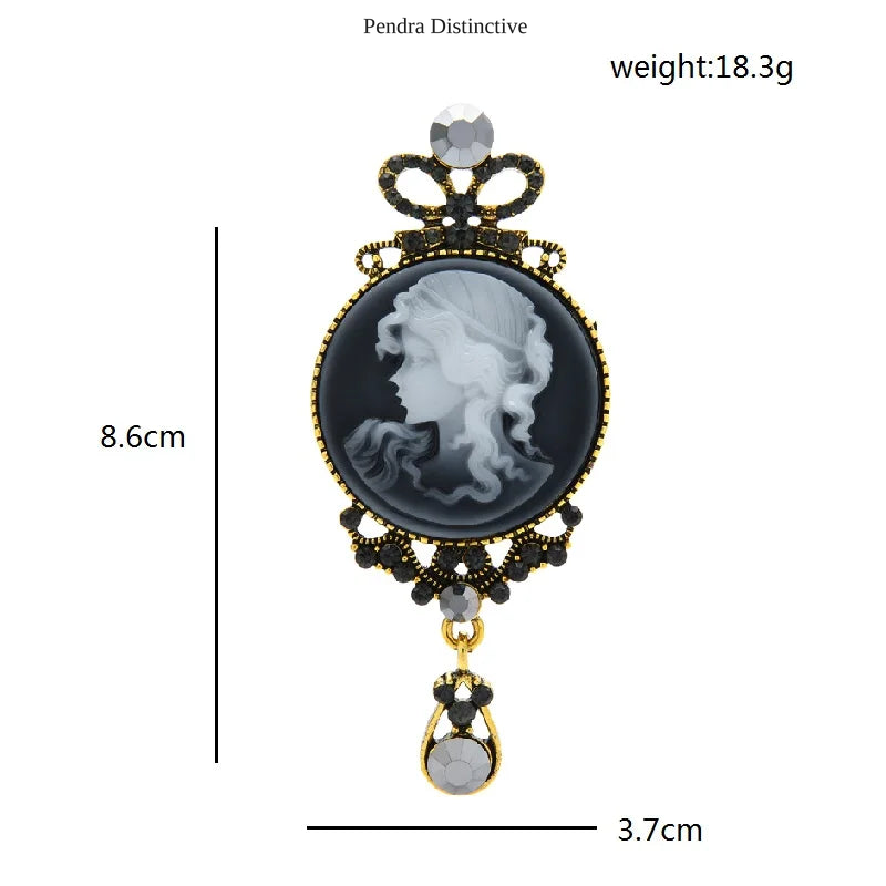 PENDRA Vintage Lady Head Badge Brooch