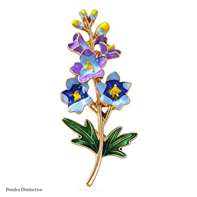 PENDRA Larkspur Enamel Larkspur Flower Brooch