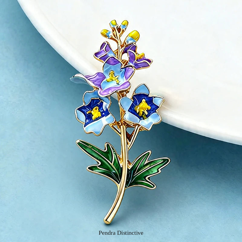 PENDRA Larkspur Enamel Larkspur Flower Brooch