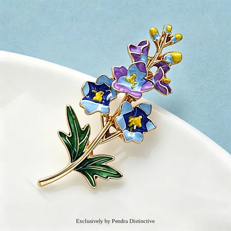 PENDRA Larkspur Enamel Larkspur Flower Brooch