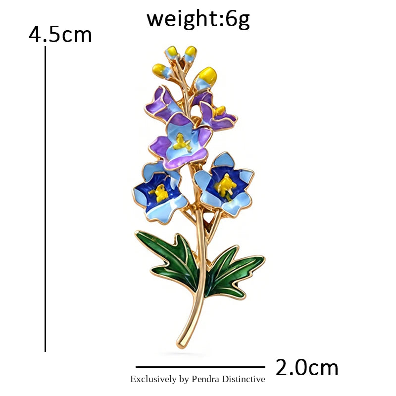 PENDRA Larkspur Enamel Larkspur Flower Brooch