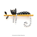 PENDRA Lazy Cat Tree Enamel Brooch