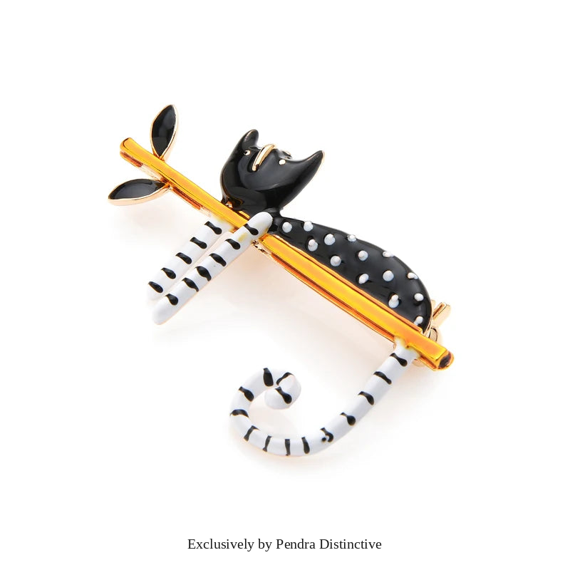 PENDRA Lazy Cat Tree Enamel Brooch
