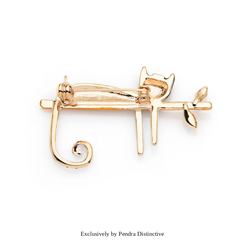 PENDRA Lazy Cat Tree Enamel Brooch
