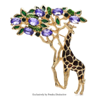 PENDRA Leaf-Eating Giraffe Enamel Animal Brooch