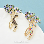 PENDRA Leaf-Eating Giraffe Enamel Animal Brooch