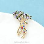 PENDRA Leaf-Eating Giraffe Enamel Animal Brooch