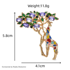 PENDRA Leaf-Eating Giraffe Enamel Animal Brooch