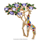 PENDRA Leaf-Eating Giraffe Enamel Animal Brooch