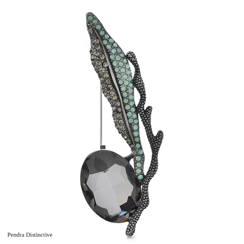 PENDRA Leafcrystal Crystal Leaf Brooch