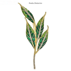 PENDRA Leafelle Green Enamel Leaf Brooch