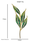 PENDRA Leafelle Green Enamel Leaf Brooch