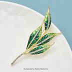 PENDRA Leafelle Green Enamel Leaf Brooch