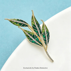 PENDRA Leafelle Green Enamel Leaf Brooch