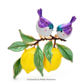 PENDRA Lemonbird Enamel Bird and Lemon Brooch