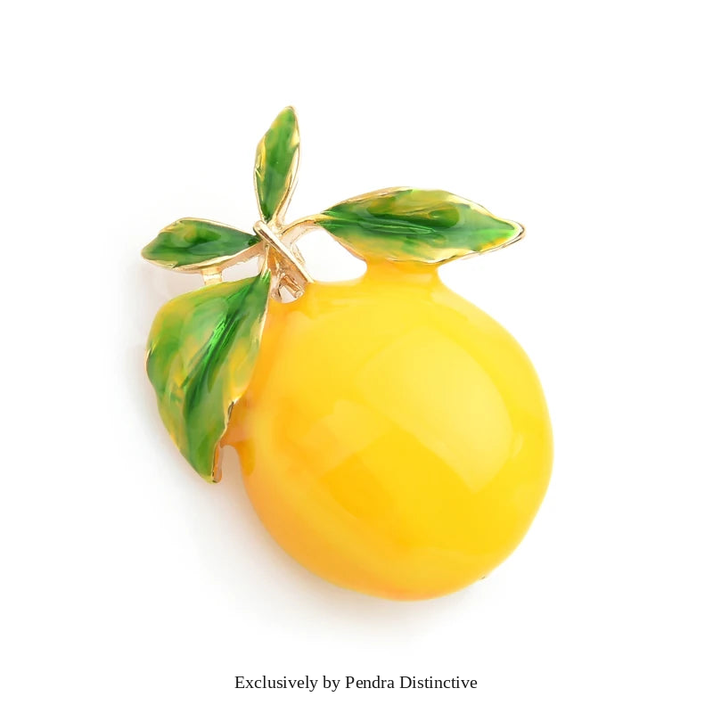 PENDRA Lemonelle Enamel Yellow Lemon Brooch