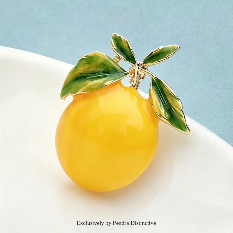 PENDRA Lemonelle Enamel Yellow Lemon Brooch