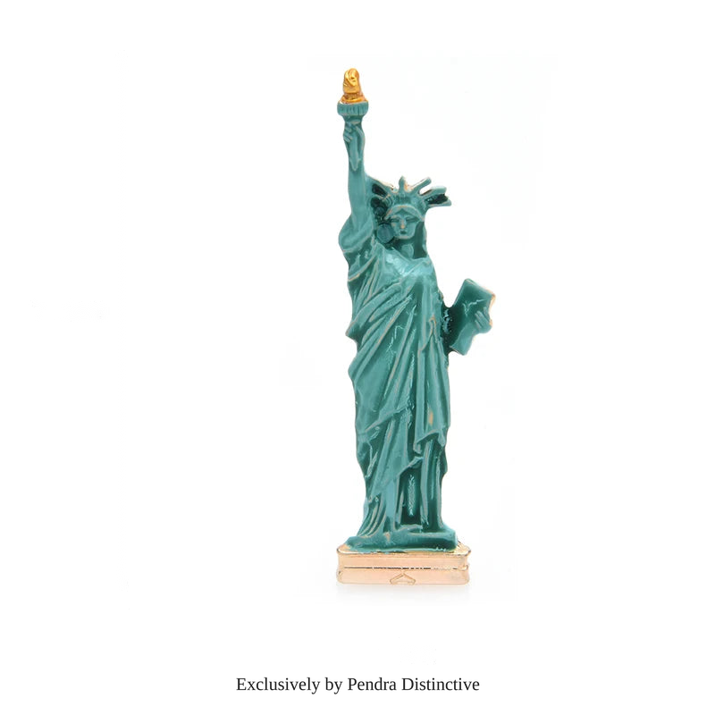 PENDRA Enamel Statue Of Liberty Lady Brooch