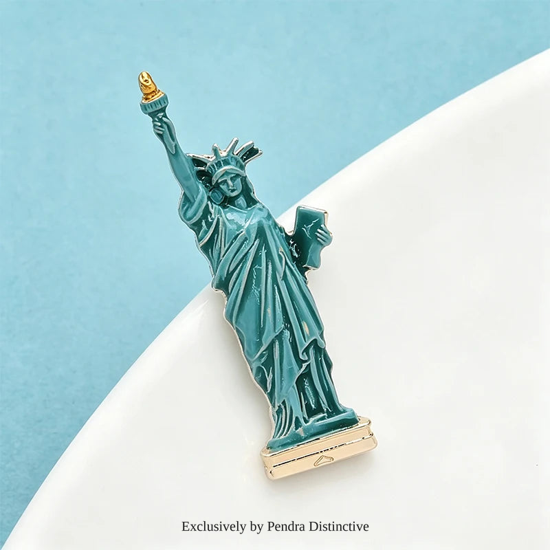 PENDRA Enamel Statue Of Liberty Lady Brooch