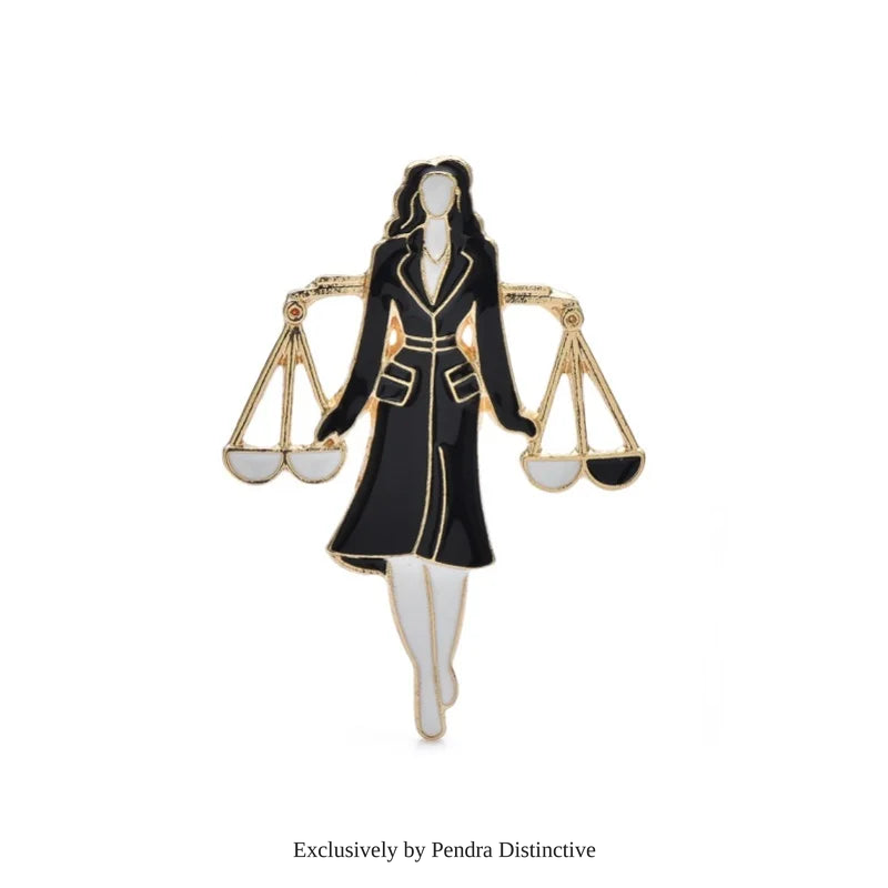 PENDRA Enamel Libra Lady Brooch