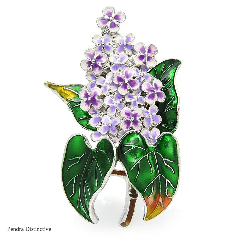 PENDRA Lilacelle Enamel Lilac Flower Brooch