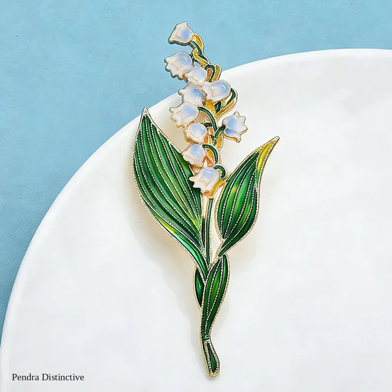 PENDRA Liliana Elegant Enamel Lily Flower Brooch