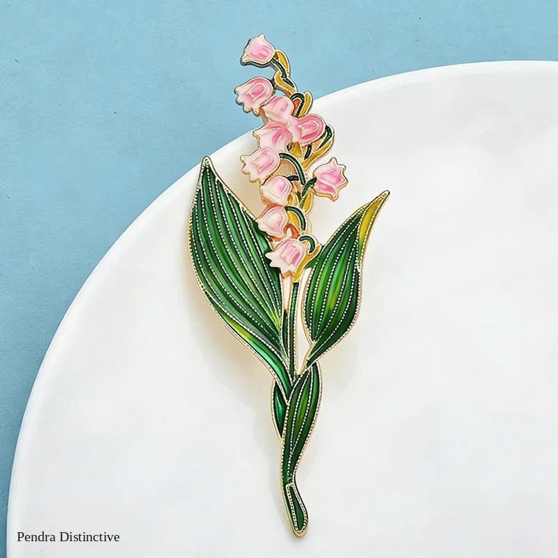 PENDRA Liliana Elegant Enamel Lily Flower Brooch