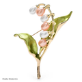 PENDRA Lilyvale Enamel Leaf and Pearl Lily Brooch