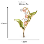 PENDRA Lilyvale Enamel Leaf and Pearl Lily Brooch