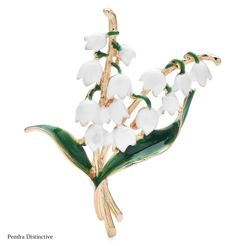 PENDRA Lilyvale Enamel Lily of the Valley Brooch