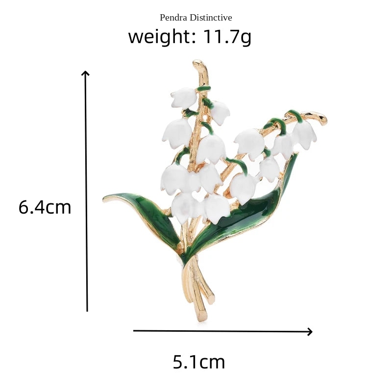 PENDRA Lilyvale Enamel Lily of the Valley Brooch