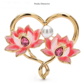 PENDRA Lotuselle Enamel Lotus Heart Brooch